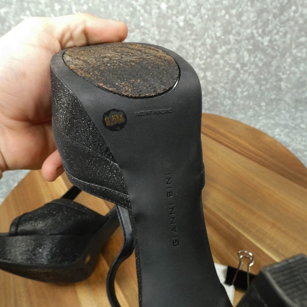 Gianni Bini Heels Black Sparkled Rhinestones Stiletto Peep Toe Shoe - Picture 11 of 12